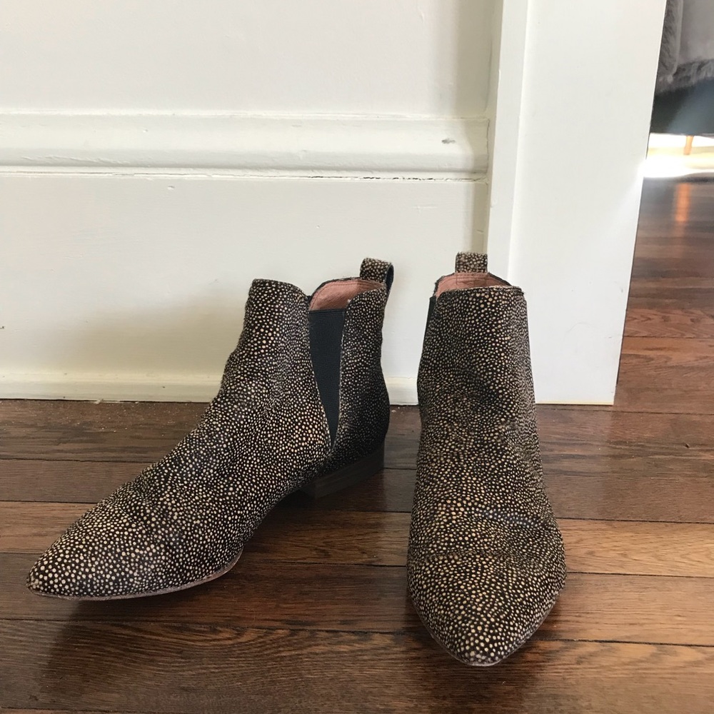 Pony hair pointed toe booties - genuine leather